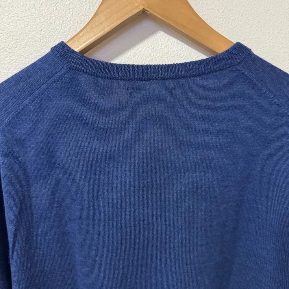 Bonobos Extra Fine Merino Wool V Neck Pullover Sweater Blue Preppy Academia-L